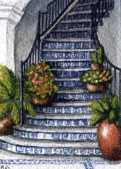 "Spanish Steps" by Patricia Gergetz, West Bend WI - Watercolor 